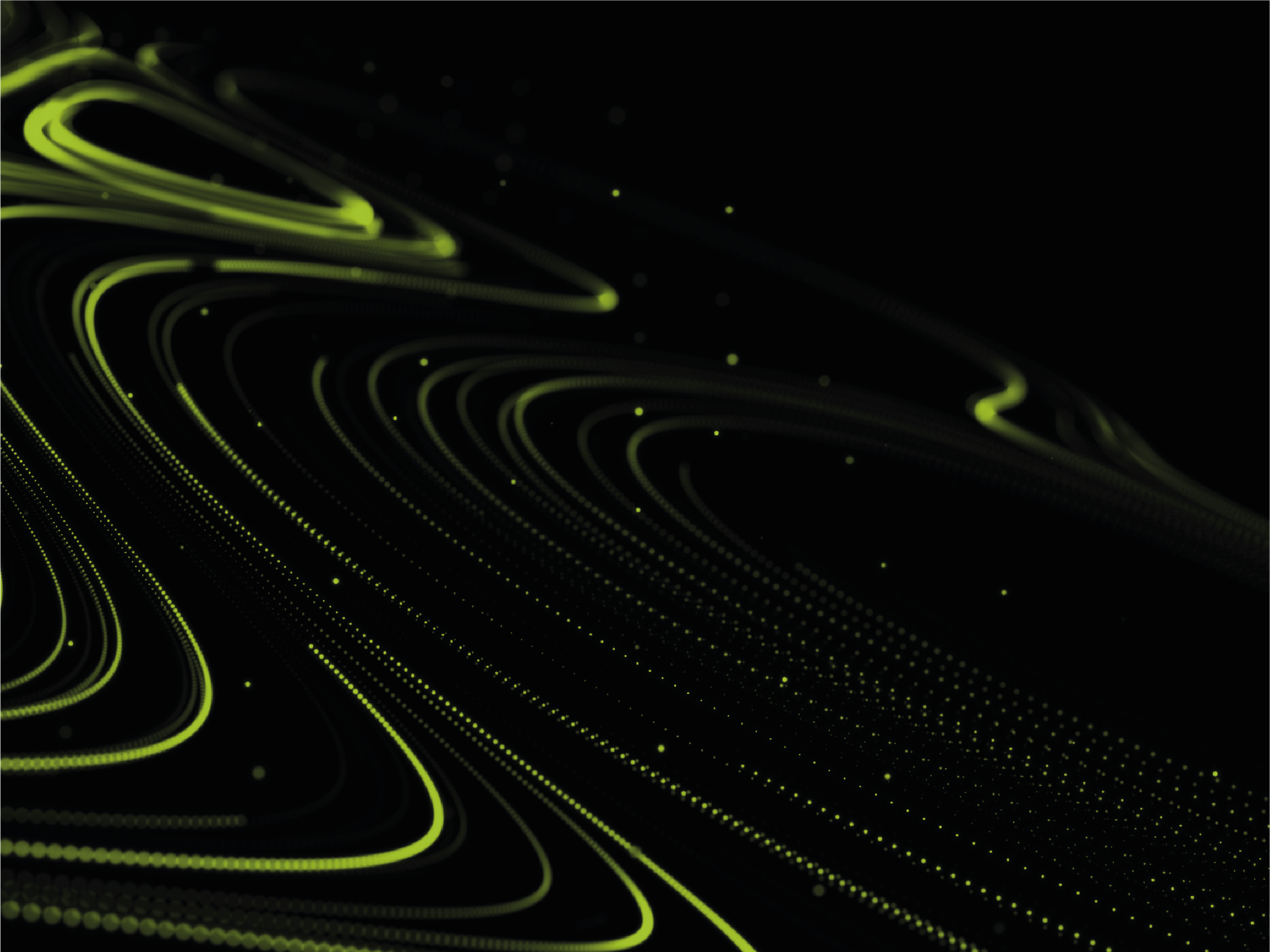 Stylized green lines on a black background with small glowing dots